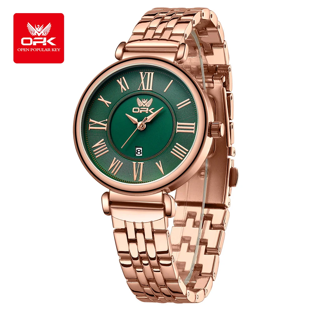 OPK 8167 Women's Watches Steel Strap Waterproof Retro Roman Scale Elegant Ladies Watches Original Quartz Wristwatches for Woman