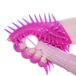 Giocattoli del sesso per le coppie Silicone massaggio del pene guanti del sesso masturbazione Spike Finger Sleeve flirtare accessori erotici giochi per adulti