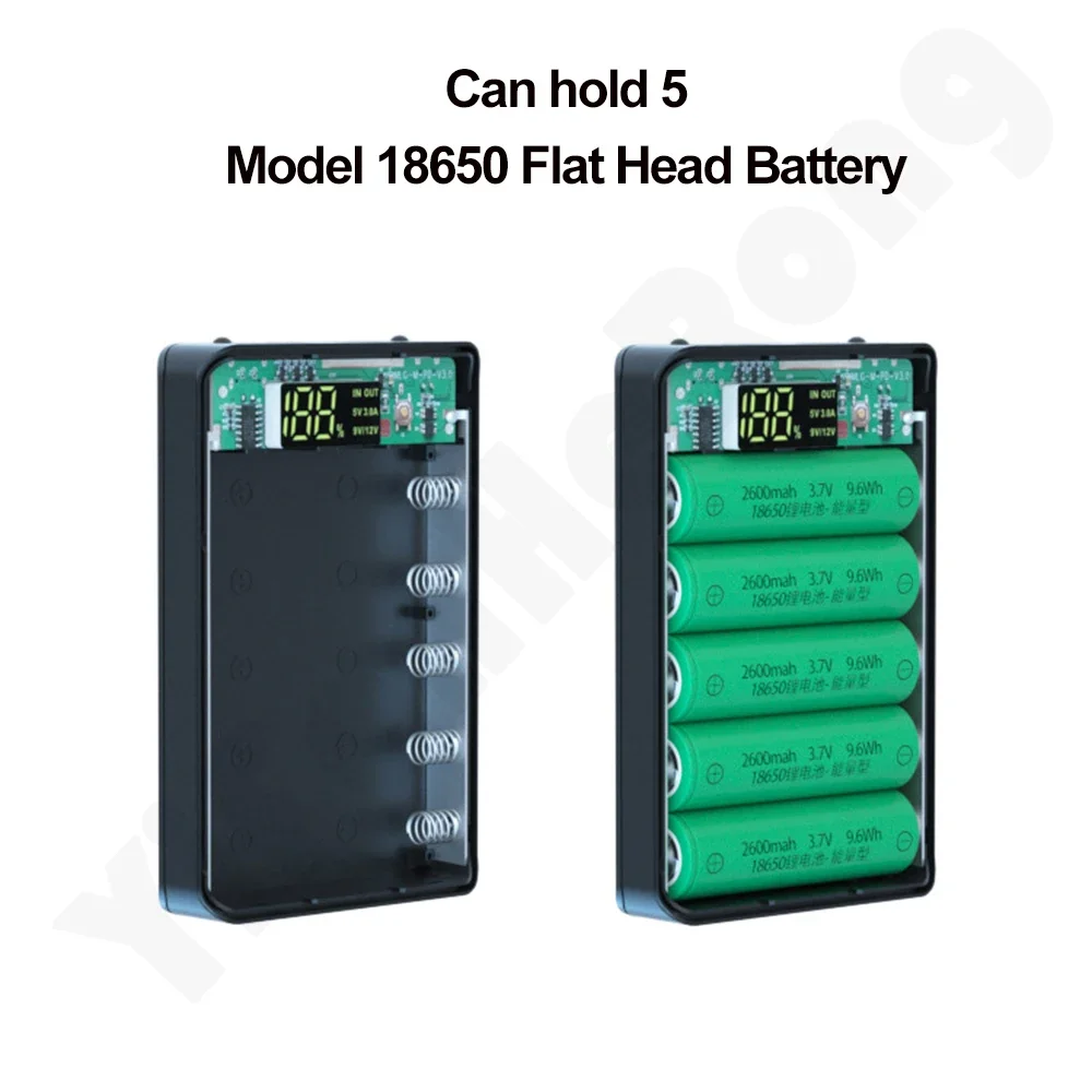 (بدون بطارية) نوع C مخرج USB مزدوج 5x18650 بطارية لتقوم بها بنفسك حامل صندوق بنك الطاقة للهاتف المحمول والكمبيوتر اللوحي