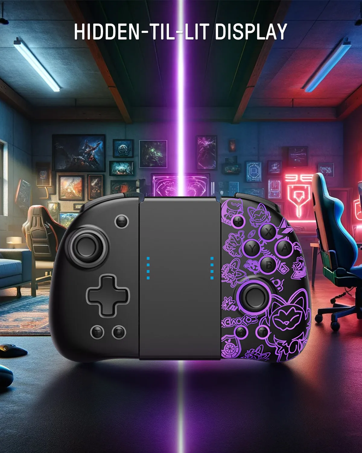 Imagem -02 - Funlab-controlador Joypad Luminoso para Nintendo Switch Oled Ergonômico Split Pad Estilo Graffiti Cores Led Paddle Turbo