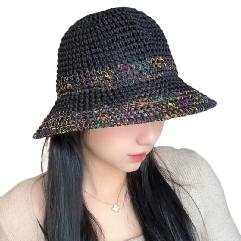 

39BB Straw Hat Bucket Hat Handmade for Dress-up Wear Party Straw Simple Casual Hat Sun Hat for Girls