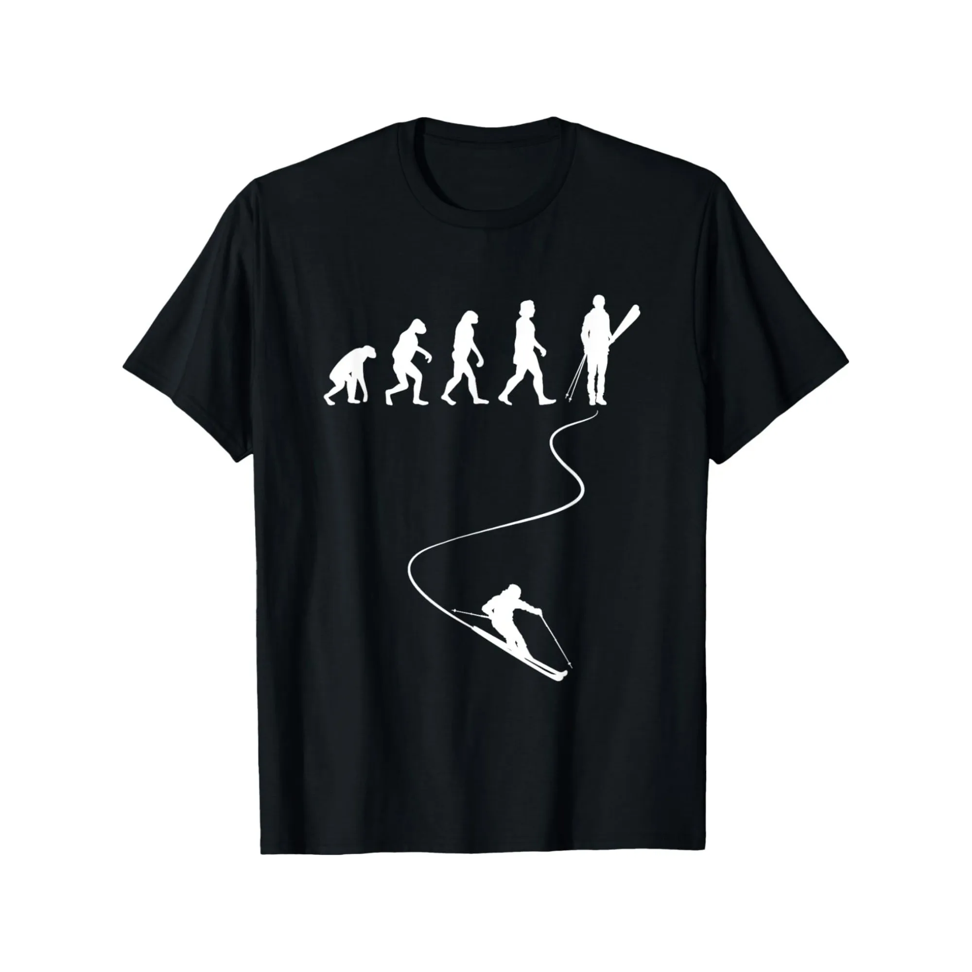 Ski Evolution Graphic T-Shirt for Men, Casual Short Sleeve Crew Neck Tee, Winter Sports Enthusiast Top