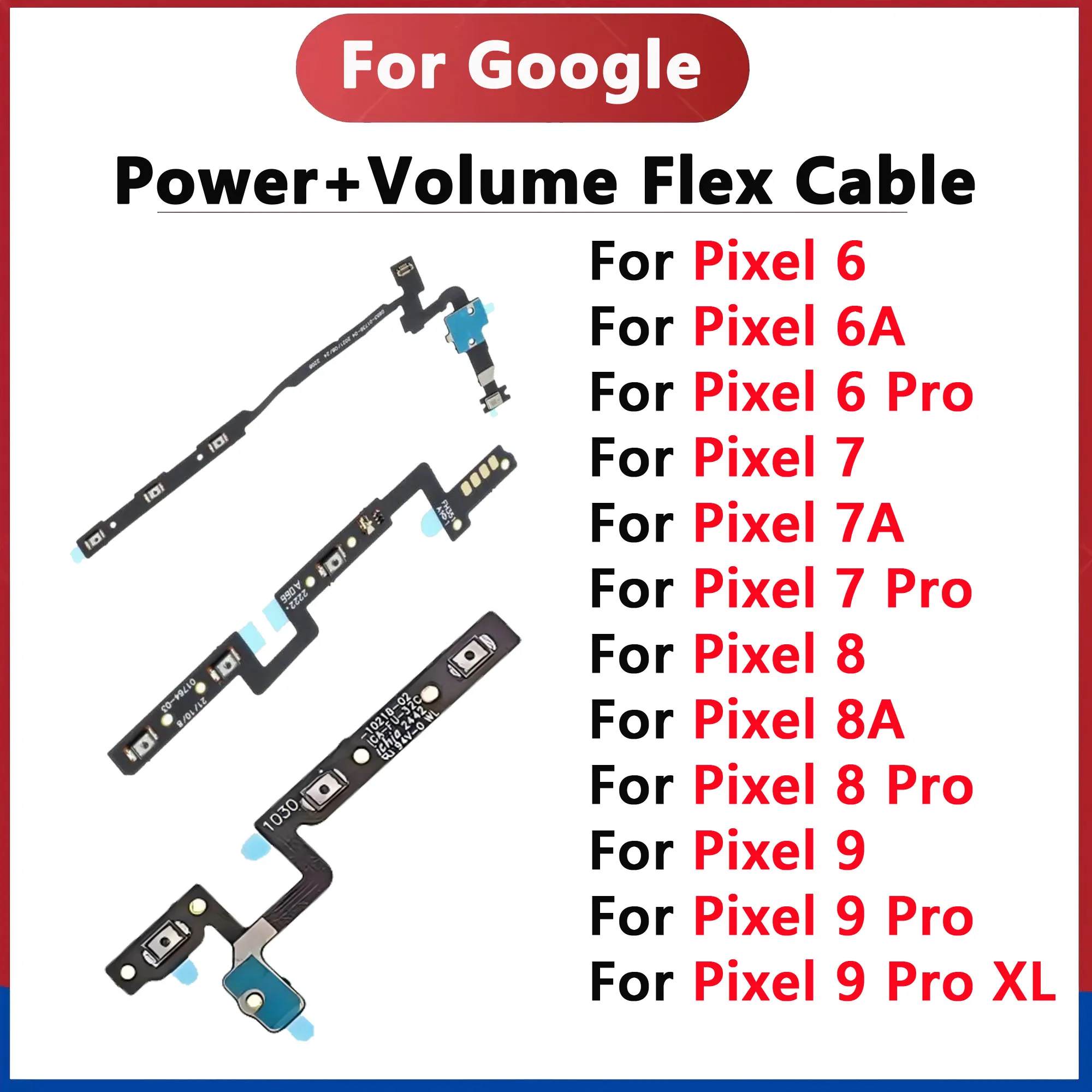 Power Volume Button Flex Cable For Google Pixel 6 6A 7 7A 8 9 Pro XL Side Power Voulme Flex Cable Replacement Repair Parts
