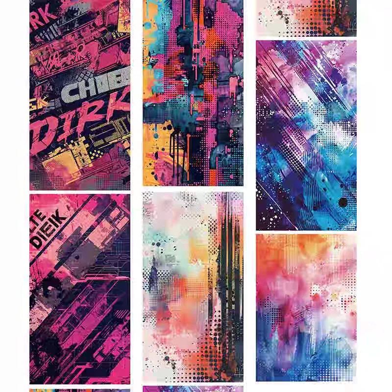 

Cyber Series Future Science Fiction Background Washi Tape for Journal Collage Landscaping Collage Scrapbook Decoration