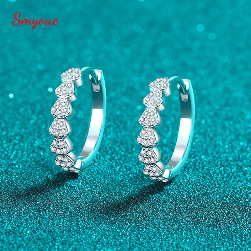 

Smyoue Full Moissanite Hoop Earrings for Women Brilliant cut Bride Wedding Jewelry 100% S925 Sterling Silver Plated 18k Earring