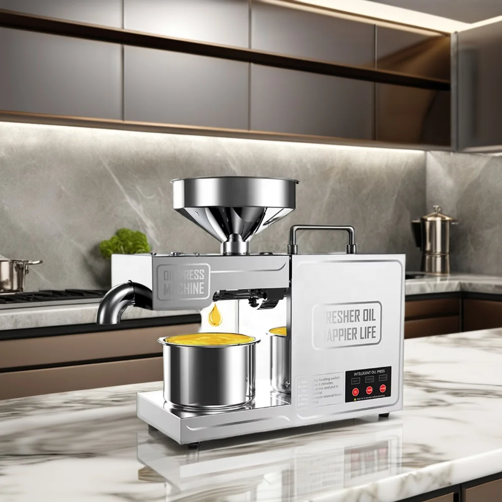 3-5Kg/h Multifunctional Home Farm Restaurant Edible Oil Expeller Stainless Steel Mini Oil Press Machine