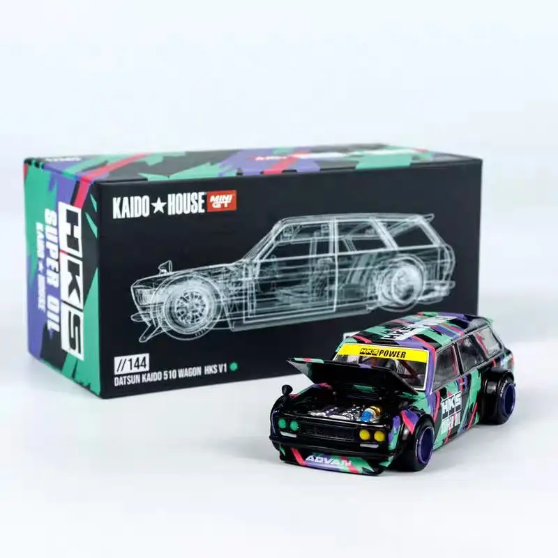 

Kaido House MINIGT 1:64 Datsun 510 crock HKS V1 alloy car model