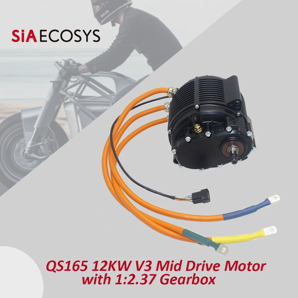 

US Warehouse QS165 12KW V3 IPM PMSM Mid Drive Motor with 1:2.37 Gearbox and 14T Sprocket Encoder Version for Electric Motorcycle