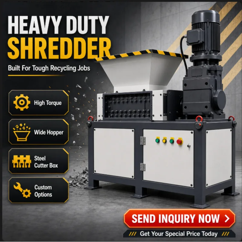 Small Silent 7.5KW Metal Shredder Steel Plastic Shredding Machine