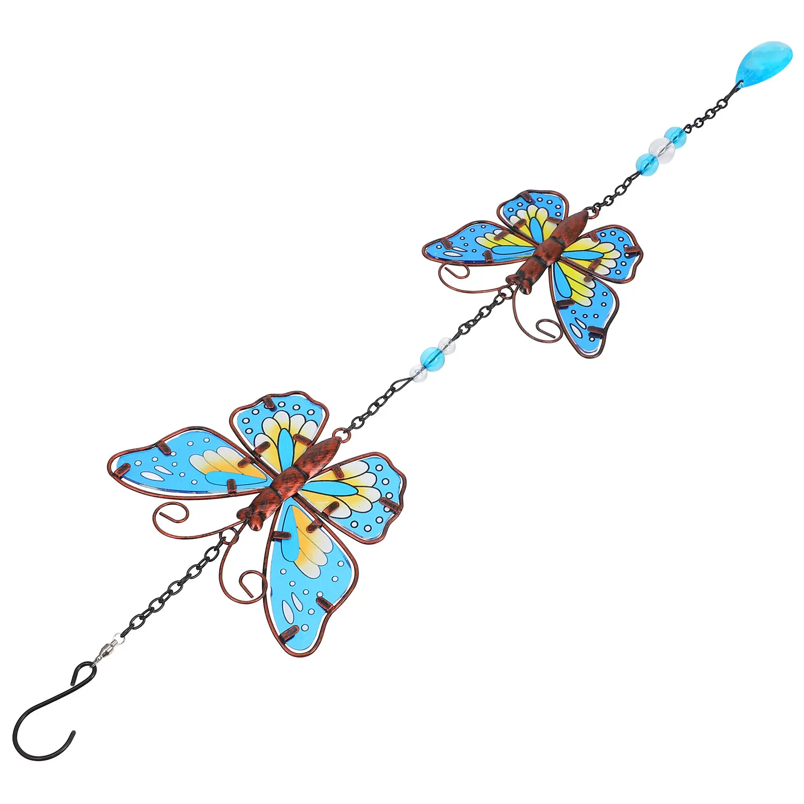 

Double Butterfly Painted Hanging Wind Chime Decor Rotating Craft Ornament for Outdoor Garden Patio Yard Art