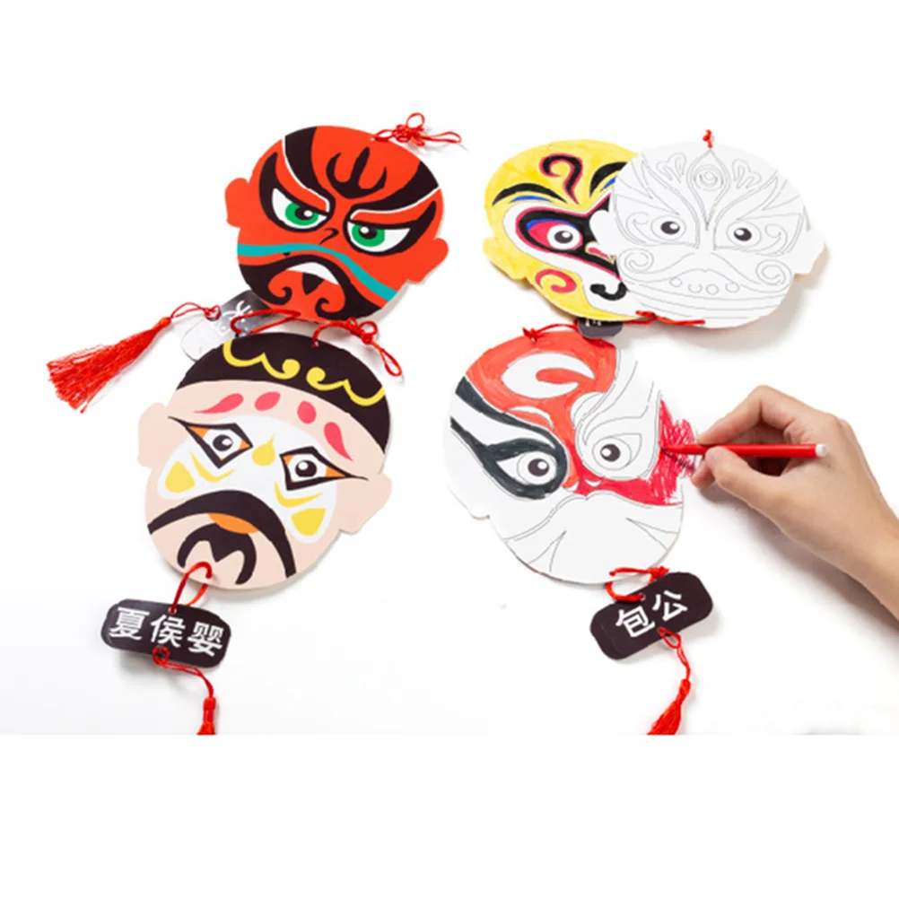 

4Pcs Beijing Opera Facial Masks Hanging Pendants Wooden Refined Colorful Home Office Decor Peking Opera Makeup Ornaments