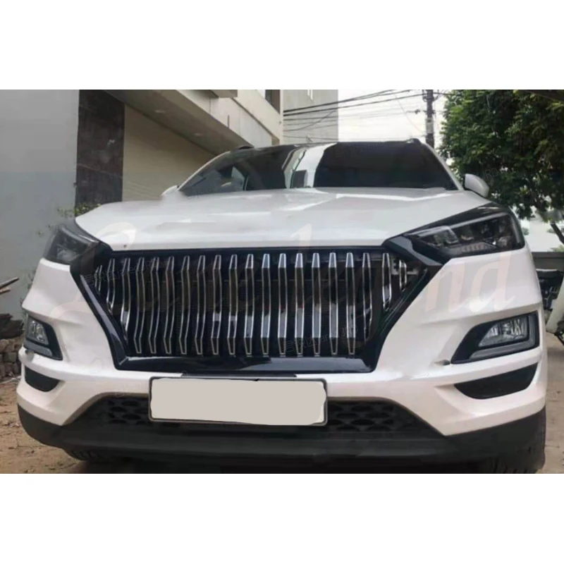 ABS Car Front GT Racing Grille Radiator Grille Fits for Hyundai Tucson 2019 2020 ABS Grille Gloosy Black Racing Grills