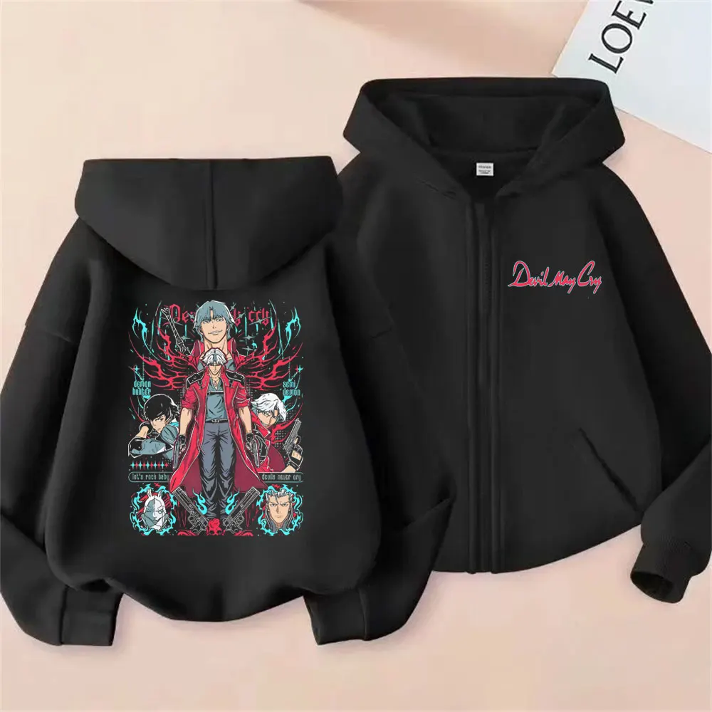 

Anime Devil May Cry Son of Sparda Dante Zipper Hoodie Men Women Casual Oversized Zip Up Jacket Male Manga Oversized Streetwear