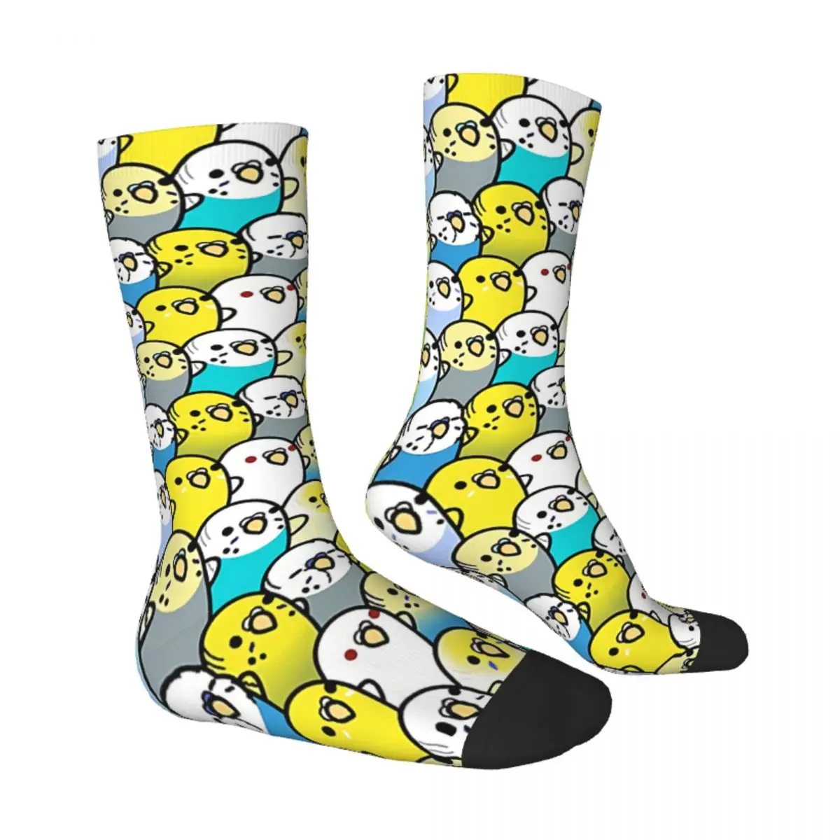 Funny Men's Socks Bunches Of Budgies Retro Harajuku Cute Bird Animal Street Style Seamless Crew Crazy Sock Gift Pattern Printed