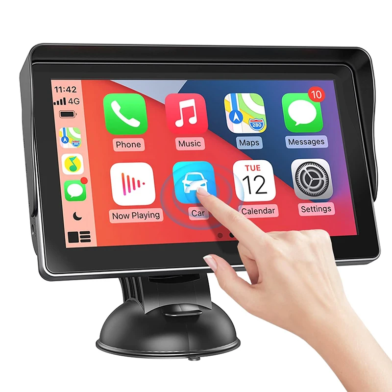 مشغل الوسائط المتعددة المحمول بشاشة تعمل باللمس للسيارة مع أبل كاربلاي أندرويد راديو بلوتوث تلقائي أنظمة السيارة الذكية MP5