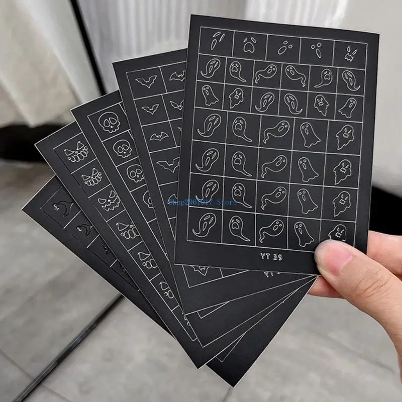 D5BF Halloween Decals Spooky Skeleton Stickers For Party Goers Quick Reusable Art Safe