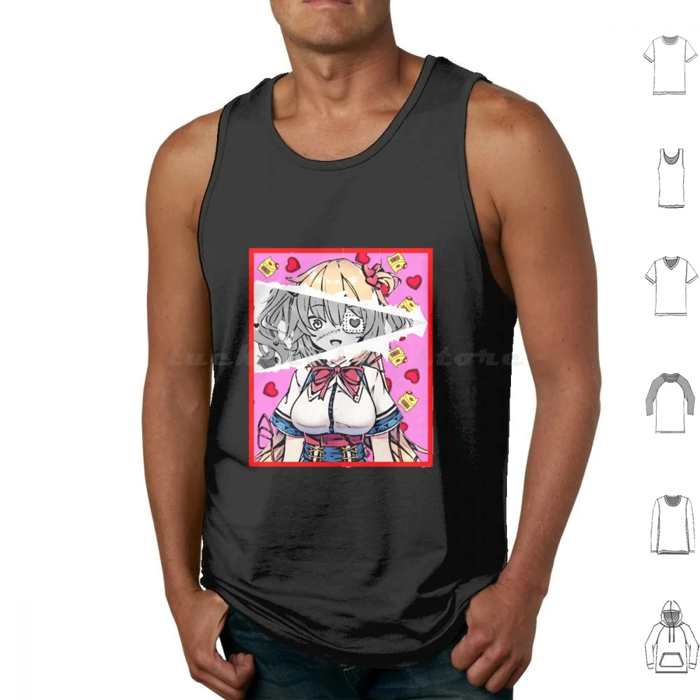 Hololive Akai Haato Haatochama Tank Tops Vest Sleeveless Hololive Akai Haato Akai Haato Haachama Vtuber Vtubers