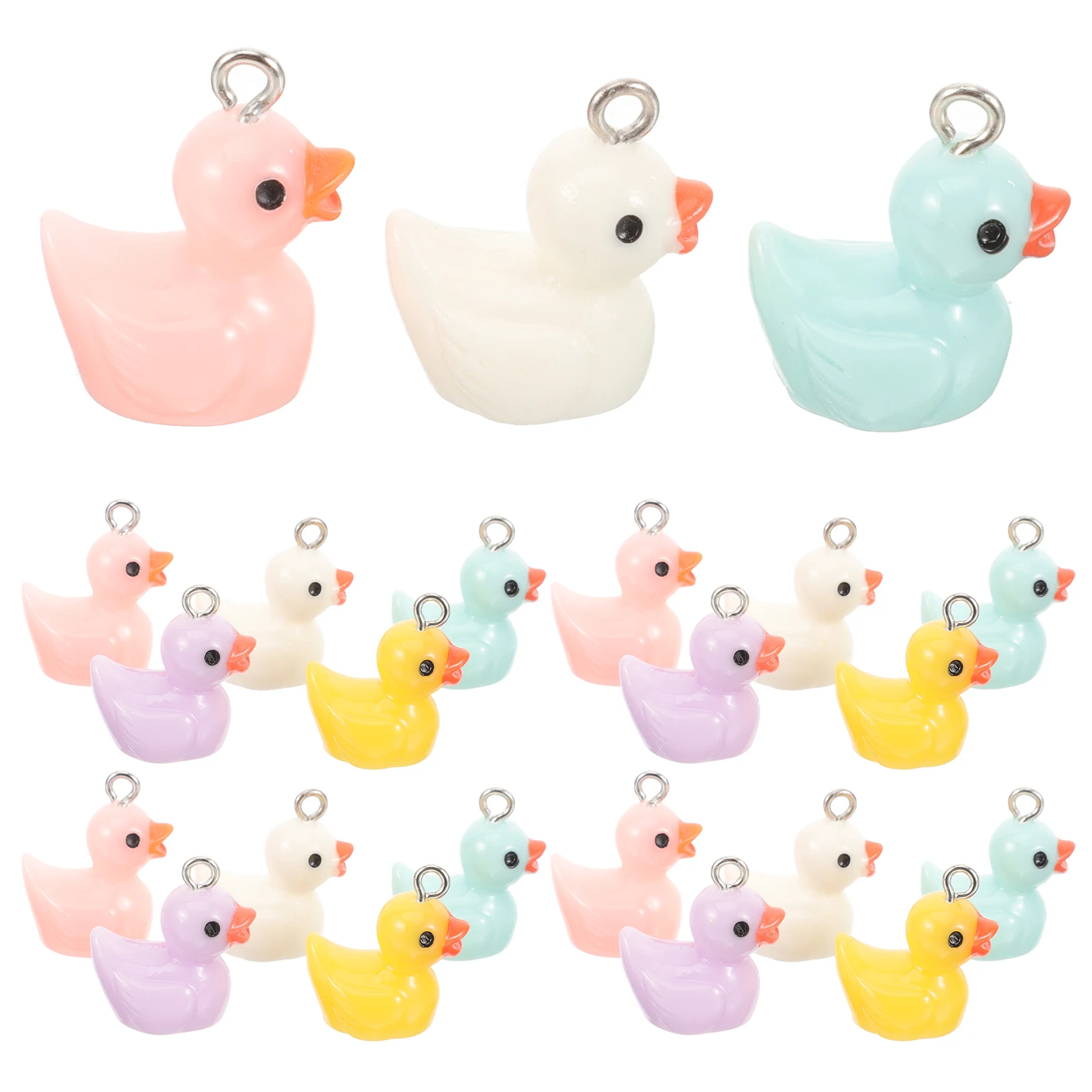 

40 Pcs Charms Delicate DIY Small Duck Charms Jewelry Crafts Resin Pendant Mixed Color Necklace Bracelet Accessories