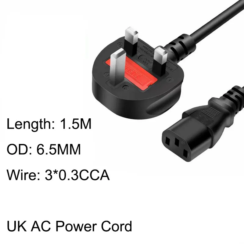 Angitu UK AC Power Cord Adapter Laptop Power England Extension Cable Lead 3Pin for Laptop Charger-1.5m