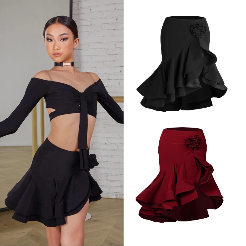 

ZYM Children Latin Dance Skirts For Girls Practice Clothes Chacha Rumba Tango Kids Latin Dance Performance Skirts DQS17700