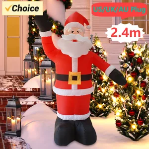 سانتا كلوز يلوح اليد تضخيم نموذج عيد الميلاد الديكور متوهجة دمية العملاقة LED الكرتون مصباح هدايا الحزب في الهواء الطلق 2.4 متر أعلى 12 دمية قابلة للنفخ - No3