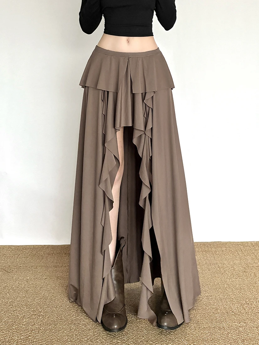 

Weird Puss Irregular Hem f Skirt Women's Faion Sand Dune adow Flowing Long Skirt High Waist Straight Cut Daily Wear