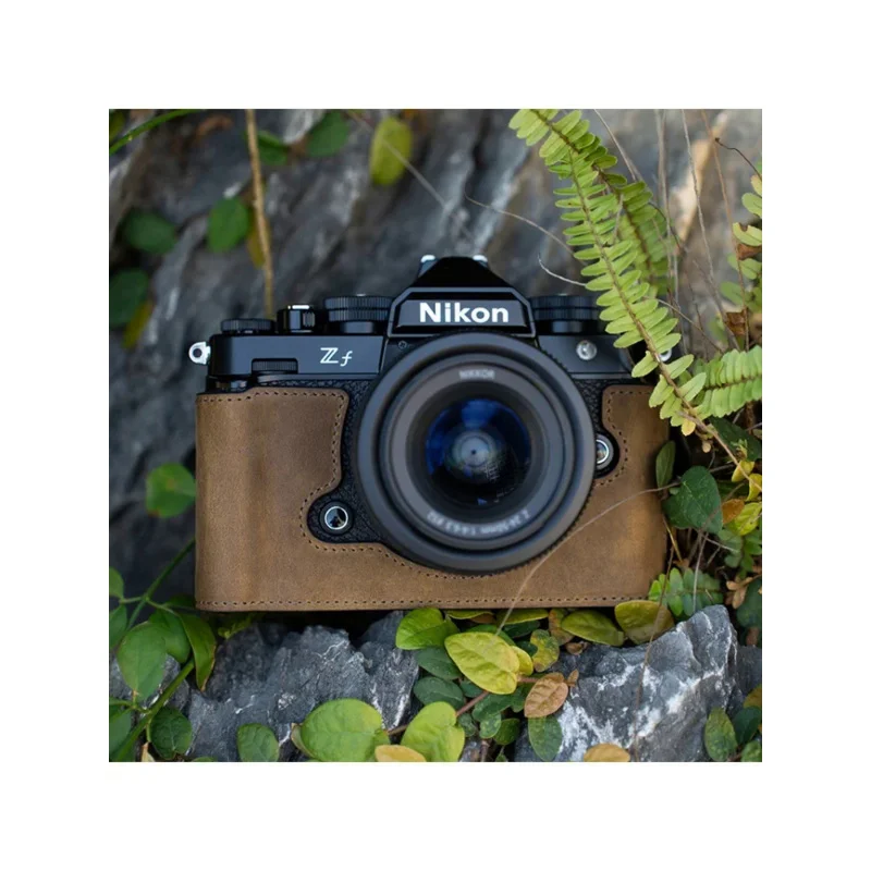 NOWA ręcznie robiona kamera fotograficzna Prawdziwa skóra bydlęca Torba Body BOX Case Dla nikon ZF ZFCProtective cover sleeve box base akcesoria