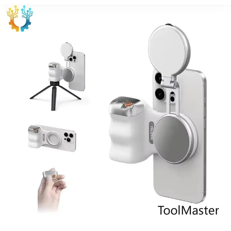 【2026】TELESIN Flexible Magnetic All-in-One Phone Camera Handle Grip With Remote Fill Light & Alloy Tripod For Perfect Shots