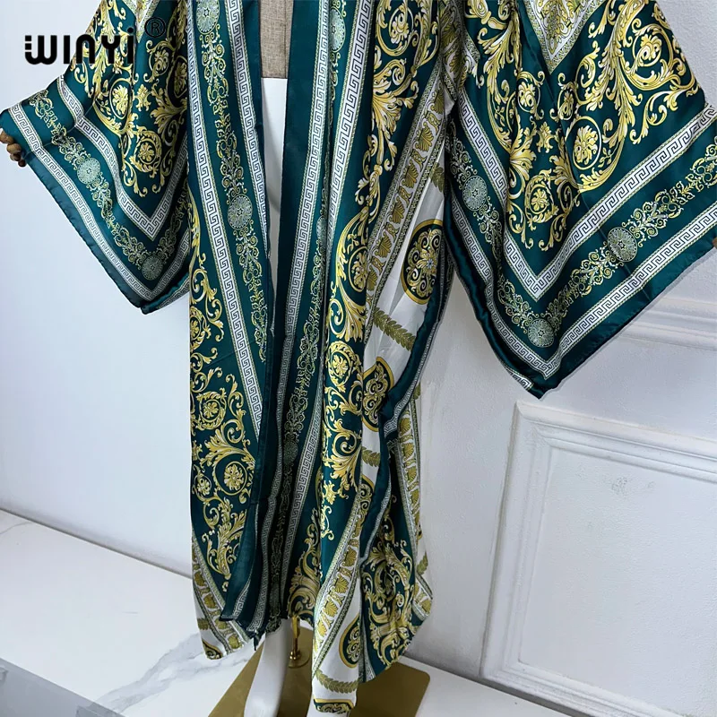 Winyi Frauen Bohemian Boho Print elegante Freizeit kleid afrikanische Strickjacken Oberbekleidung für Frauen Sommer sexy Dame Bade bekleidung Kimonos