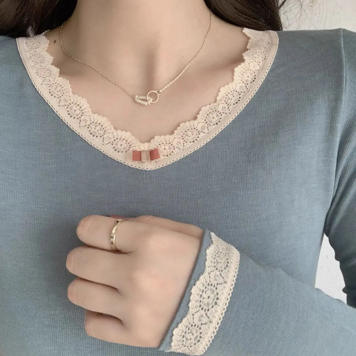 

Lace lace velvet seamless slimming autumn and winter warm underwear women's thin autumn clothes and pants set