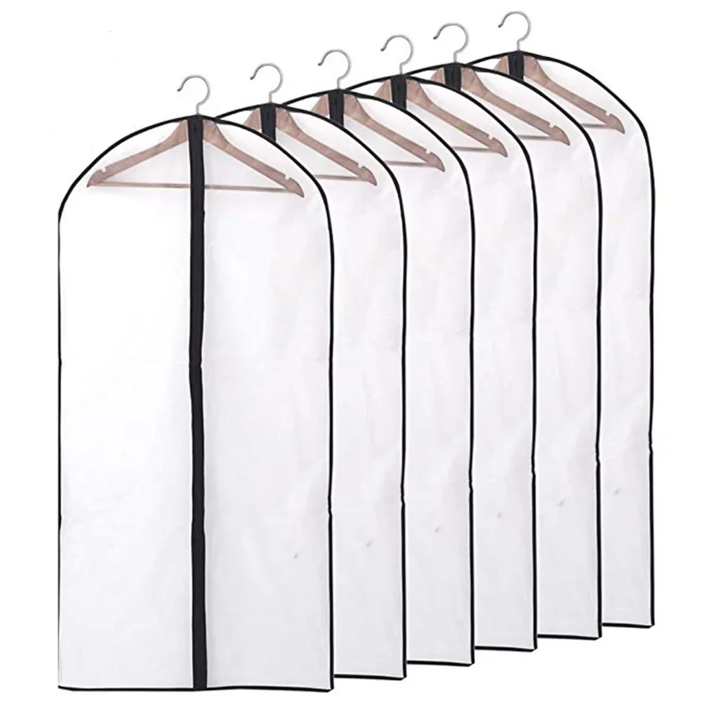 

5pcs/set Transparent Clothing Covers Garment Suit Dress Jacket Clothes Coat Dustproof Cover Protector Travel Bag Dust Cover