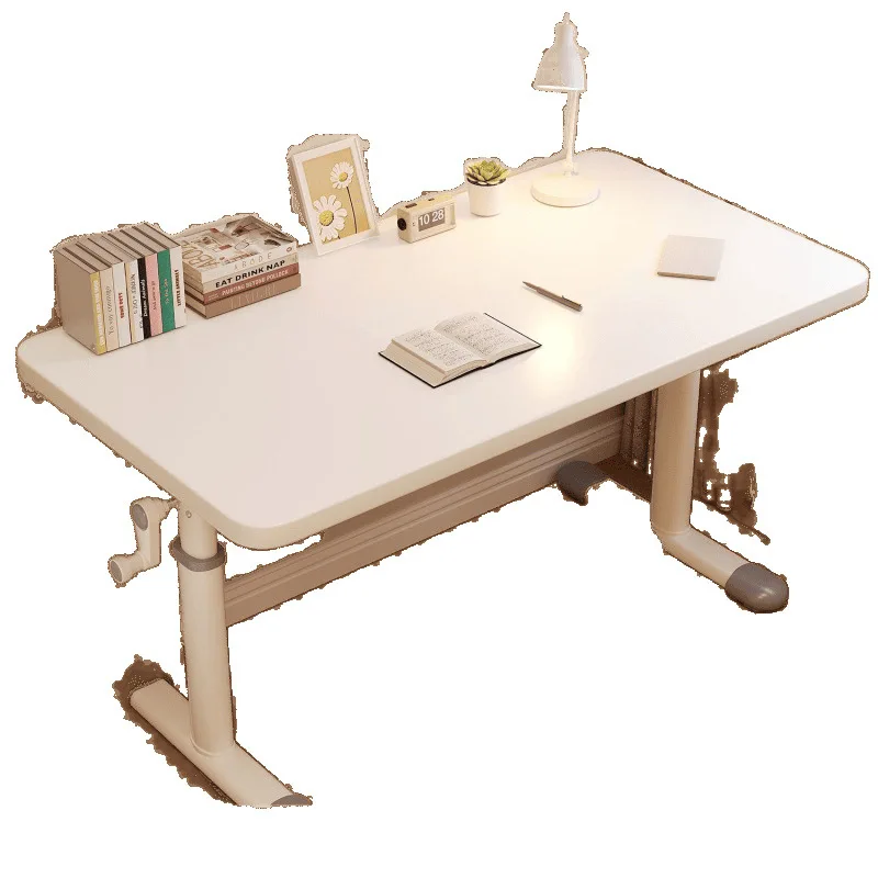 

Hand lift thickened large white table and chair set study office learning computer