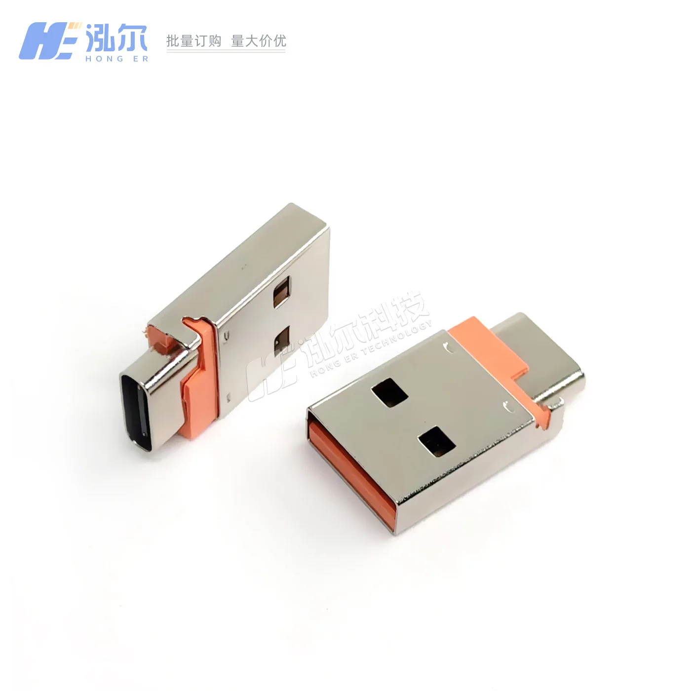 For adapter, fast charging USB A male to TYPE C female seat, integrated molding type, attached PCB board AM female head