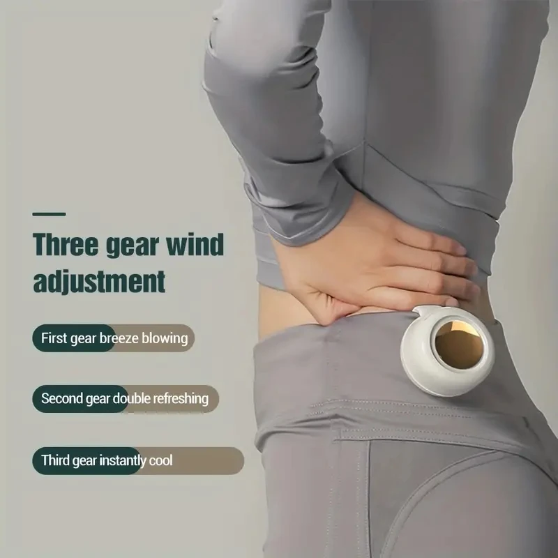 مروحة كهربائية صغيرة محمولة صامتة بلا شفرات ، مروحة خصر معلقة 3 سرعّات قابلة للتعديل ، جسم دوار ، مناسب للأنشطة الخارجية