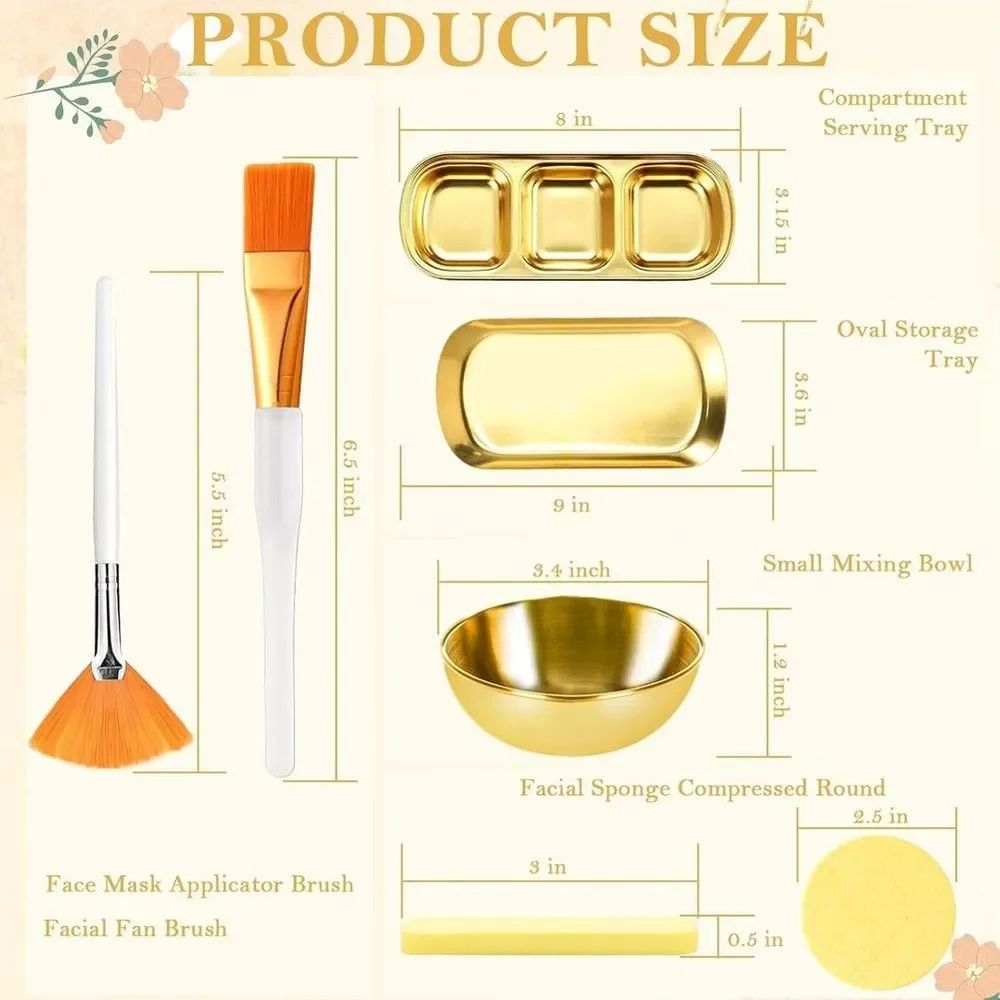 23Pcs Facial Mask Mixing Tool Set Including Mask Brushes Mixing Bowls Compressed Facial Sponges DIY Face Mask Making Accessory view 5