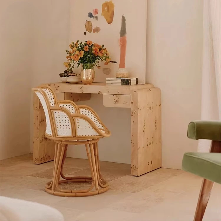 Nordic style villa bedroom wooden luxury dresser with drawers hotel tree pattern accent desk