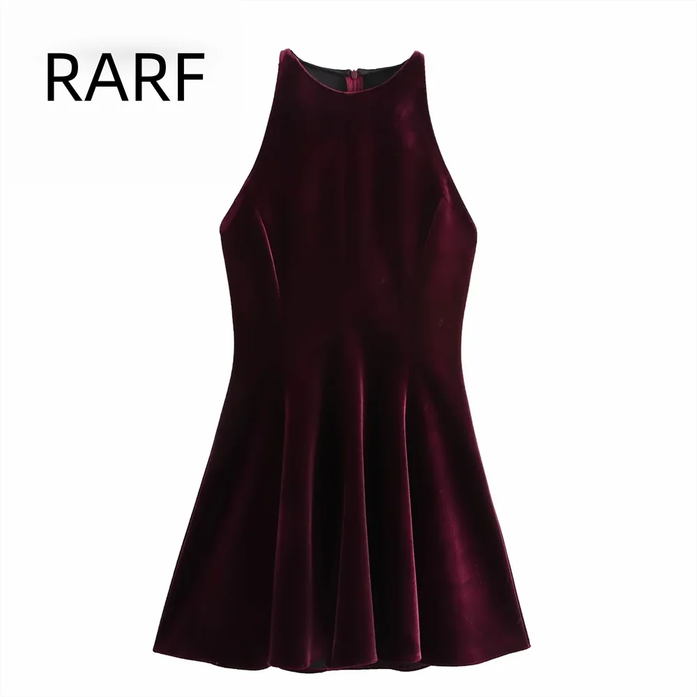 Women's clothing autumn and winter new products fashionable temperament wave style wide swing velvet sleeveless outer dress