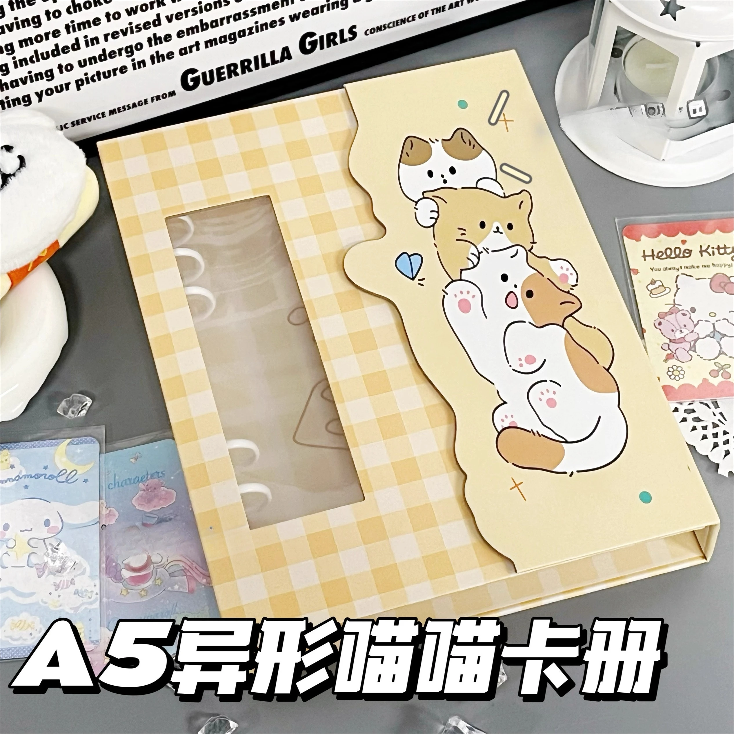 Cat Theme A5 Binder Magnetic Photo Card Albumr for Photocards, Kpop, Polaroid, Trading Cards | Memory Keeper Instax Album