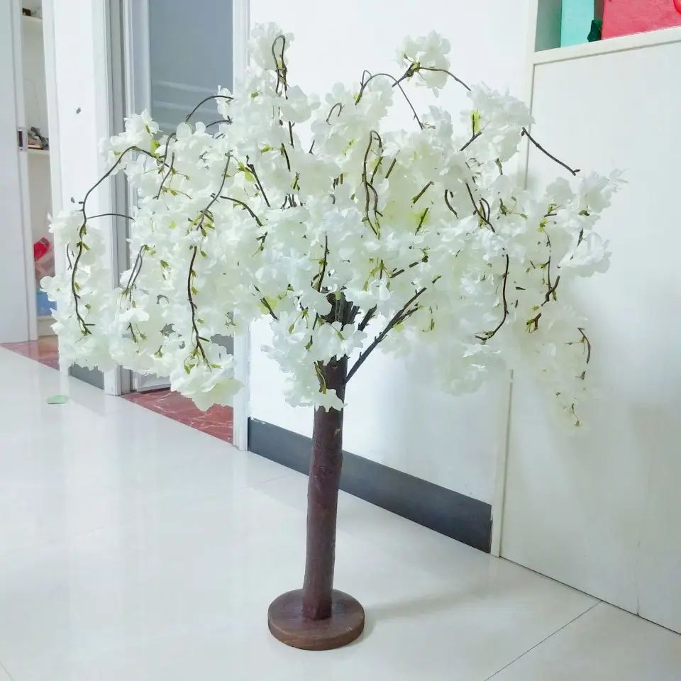 Upscale Artificial Flowers Cherry Blossom Tree Wisteria Plant Potting For Christmas Wedding Stage Site Layout Home Decoration