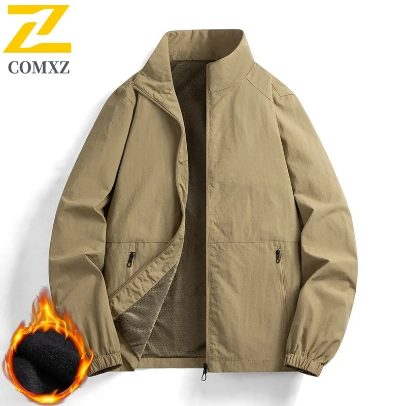 سترة تسلق الجبال الخارجية COMXZ للرجال متعددة الاستخدامات مقاومة للرياح، تصميم مميز بياقة واقفة، ملابس خريف جديدة خفيفة الوزن