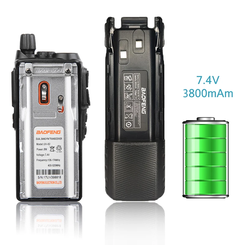 Baofeng UV-82 8W Walkie Talkie dalekiego zasięgu przenośne z akumulatorem USB 3800mAh Baofeng UV82 dwukierunkowe stacje radiowe dużej mocy