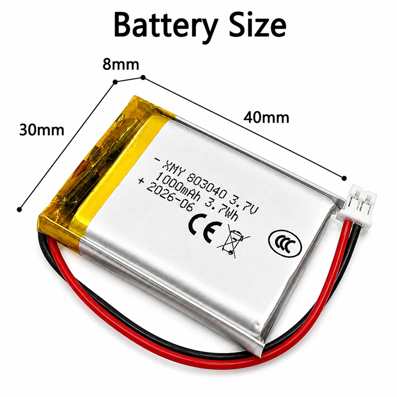 803040   1000mAh 3.7V bateria litowo-polimerowa do MP3/4/5 DVD GPS VR DVR odtwarzacz nawigator głośnik Power Bank elektryczne narzędzie litowo-jonowe — zdjęcie produktu 2