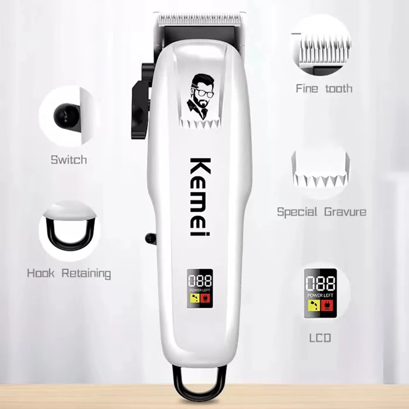 Hair Cutting Machine Kmei 4 Speed Razor Kimei Wireless Kmei Hear Cuter Kemie Household Silent Haircut Clipper LED Digital Cliper