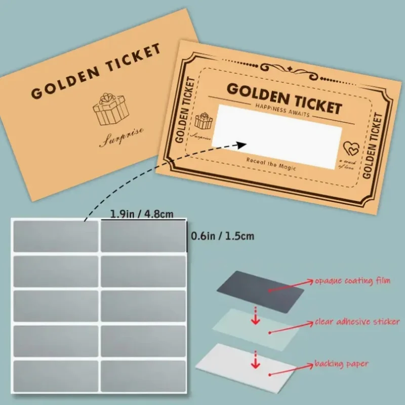 30 Piece Set, Scratch Card Kit - Gift Voucher, DIY, Scratch Reveals, Wedding/Birthday/Party, Valentine's Day, Event Lottery