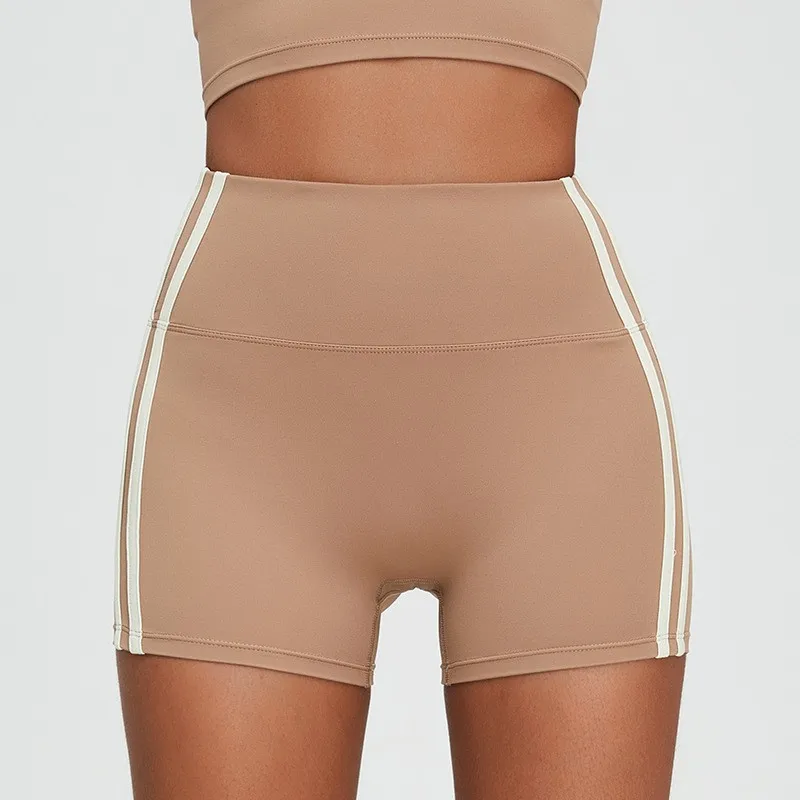 2026 Damen Schwarz Weiß Kontrast Enge Hohe Taille Po Lifting Dreiviertel Yoga Shorts Fitness Laufbekleidung