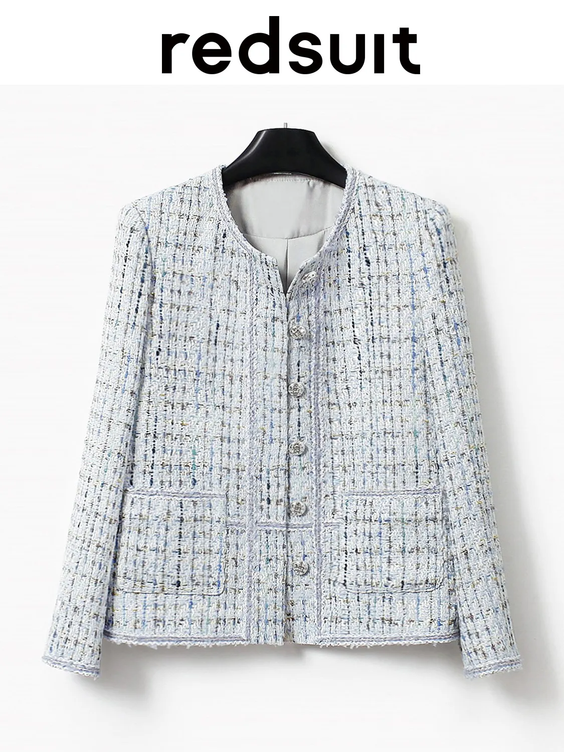 New Simple  elegant plaid coarse woven tweed jacket, fashionable top Custom Size