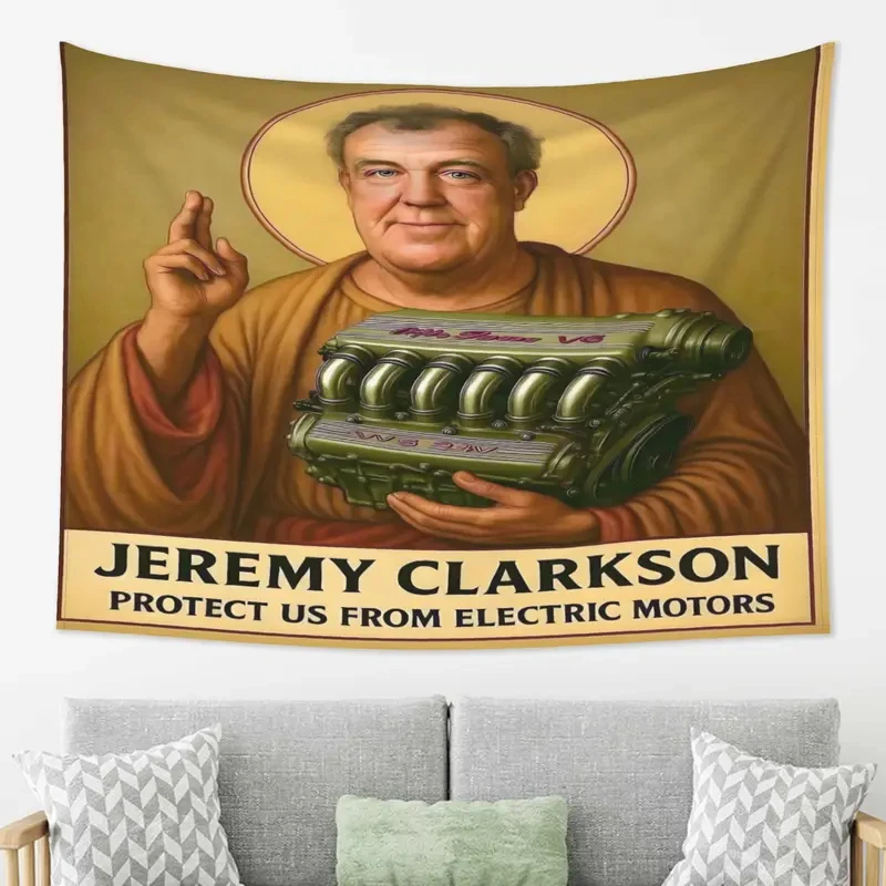 VIKAMA Jeremy Clarkson Tapestry Funny Petrolhead Gearhead Wall Hanging Automotive Humor Garage Decor Car Banner Art Cloth
