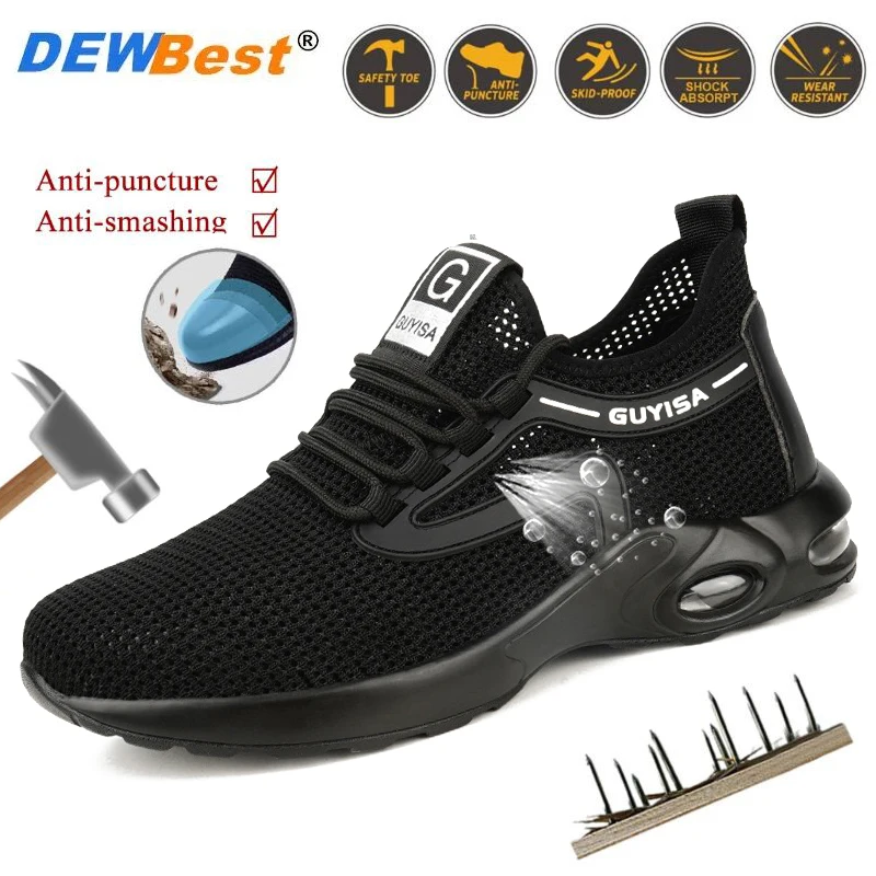 Breathable Men's Anti-Odor Soft-Soled, Impact-Resistant, Puncture-Resistant Steel-Toe Safety Shoes for Summer Work