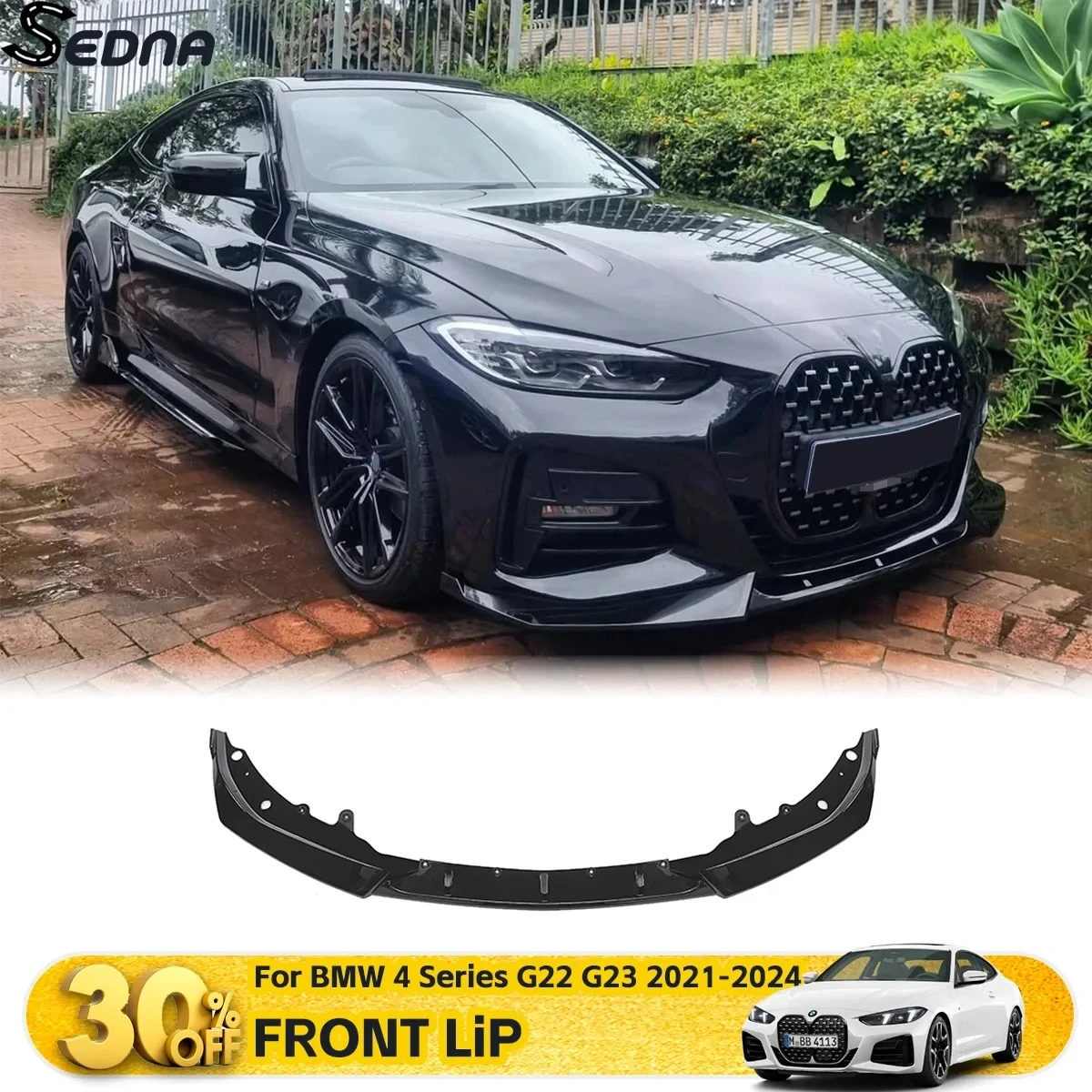 

Front Bumper Lip Splitter Shovel For BMW 4 Series G22 G23 420i 430i 440i M440i 2021-2024 Coupe Chin Spoiler Car Accessories