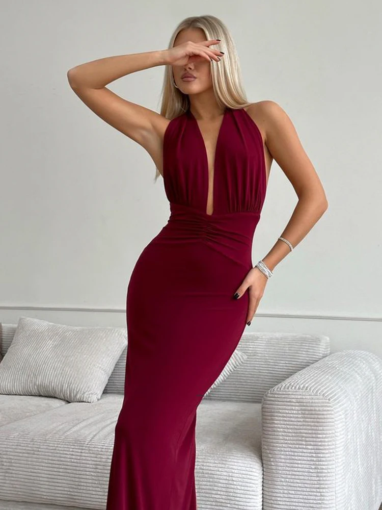 CNYISHE Tank Elegante Sexy Club Frauen Kleider Tiefem V-ausschnitt Ärmellose Streetwear Backless Mode Mantel Bodycon Weibliche Vestidos